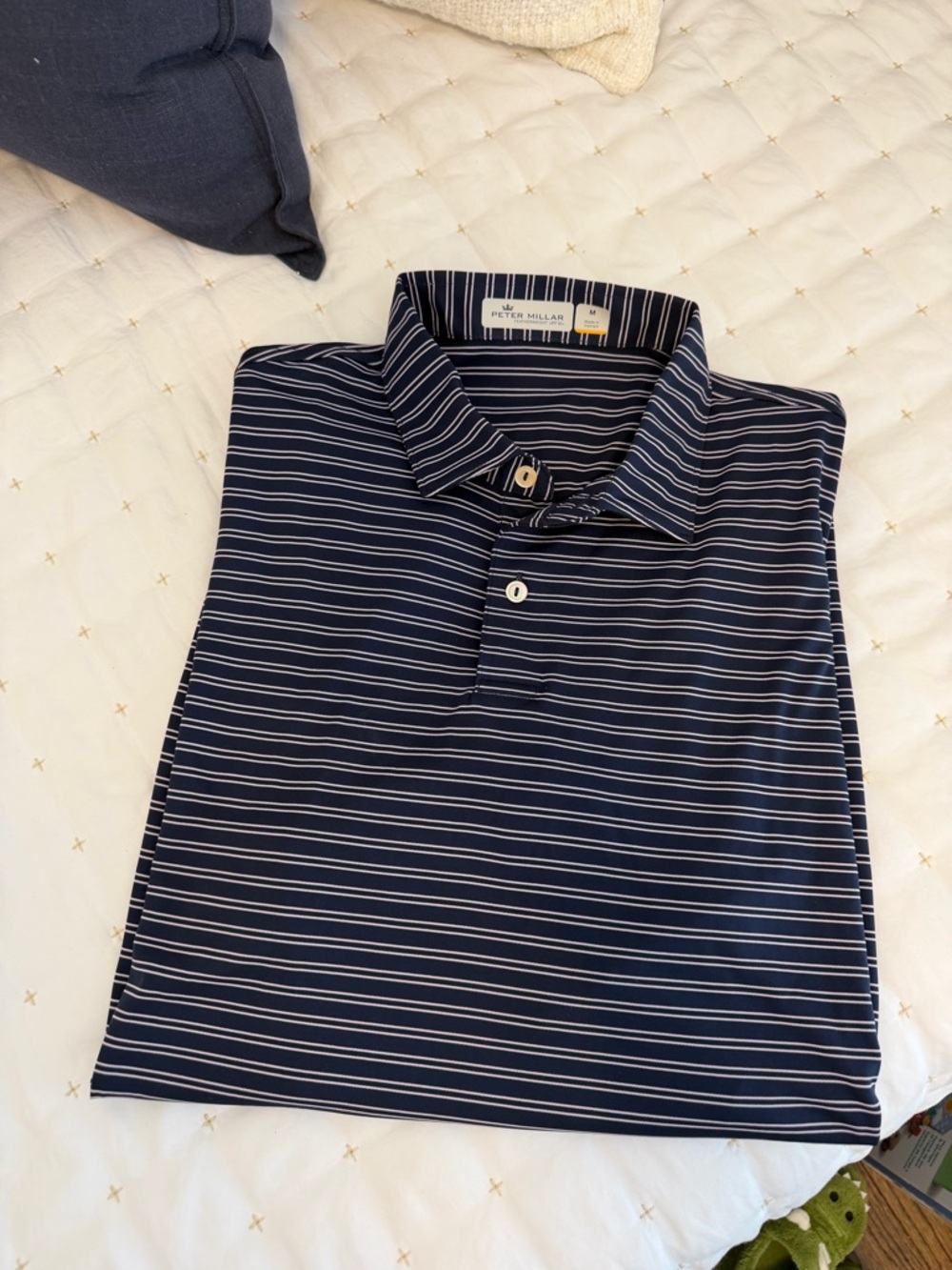 Peter Millar Men’s Navy Featherweight Striped Polo